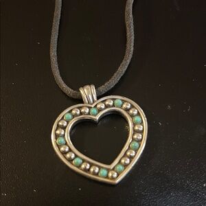 Brighton Silver Heart Necklace with Turquoise Details